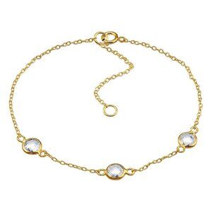 14K Gold Vermeil Crystal Bracelet | CZ Chain Bracelet